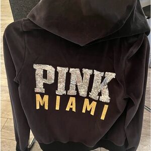 Hooded Pink black velvet  jacket